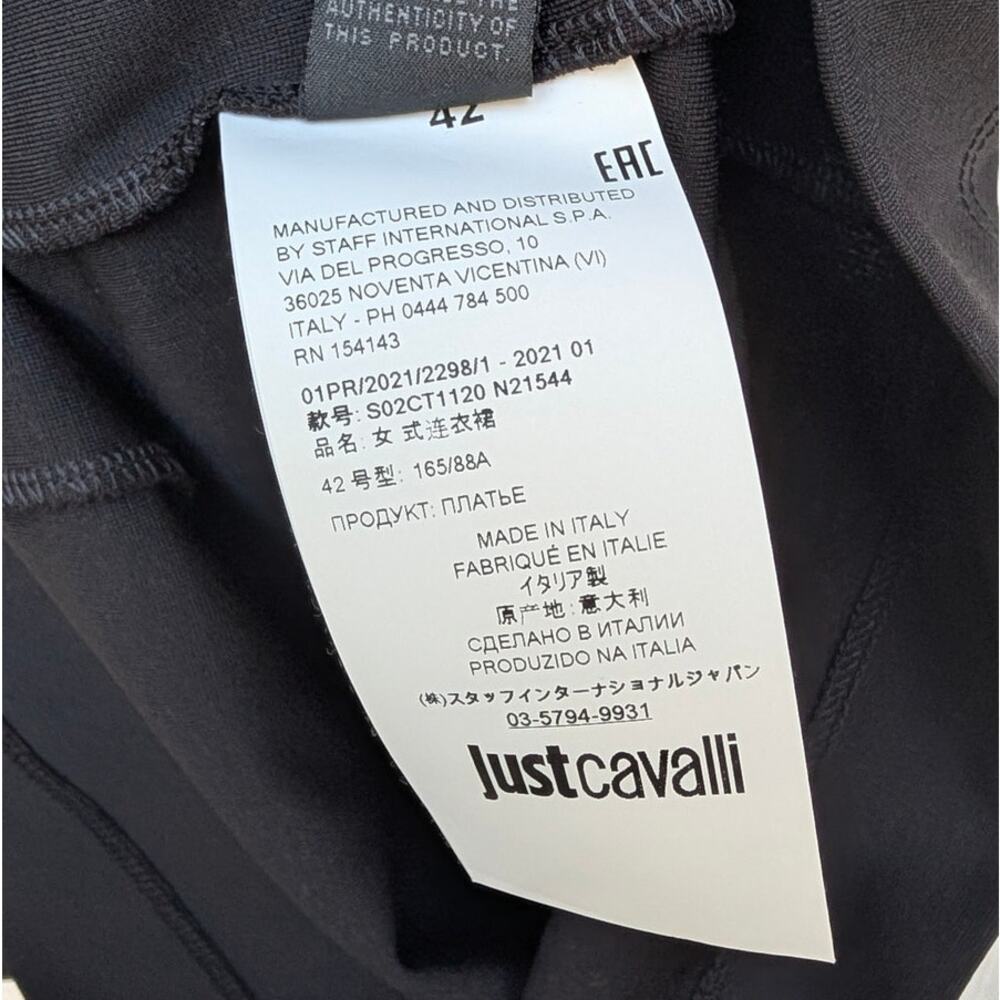 Just Cavalli Dress Womens IT42/US 6 Black Sleeveless Bodycon Slim Mini Logo NWT - Picture 13 of 14